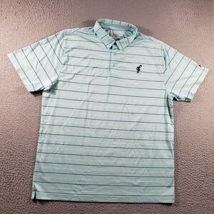 Under Armour Shirt Men's 2XL Teal Blue Striped Polo Loose Heat Gear 1924 Indian